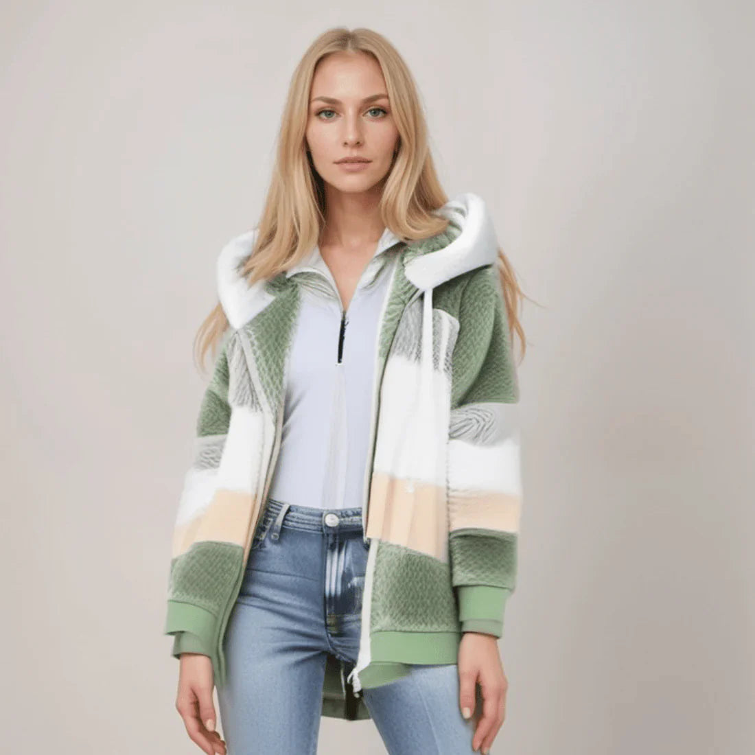 Juliette Manteau d'hiver à rayures pour femme