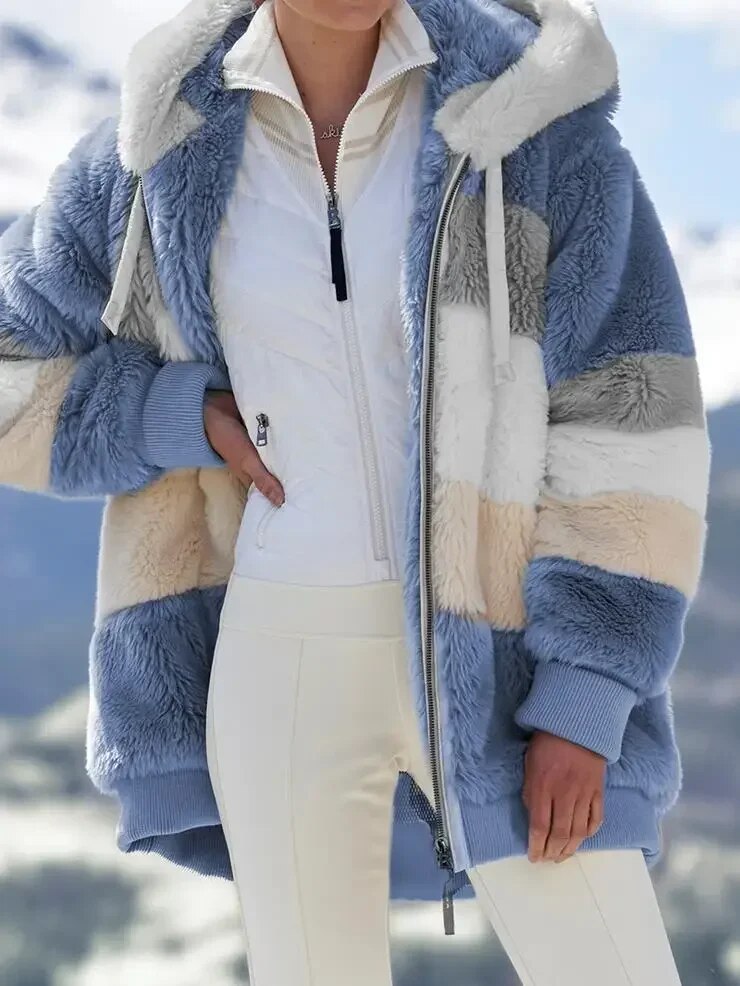 Juliette Manteau d'hiver à rayures pour femme