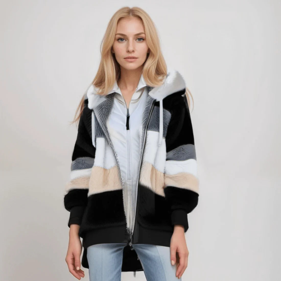 Juliette Manteau d'hiver à rayures pour femme