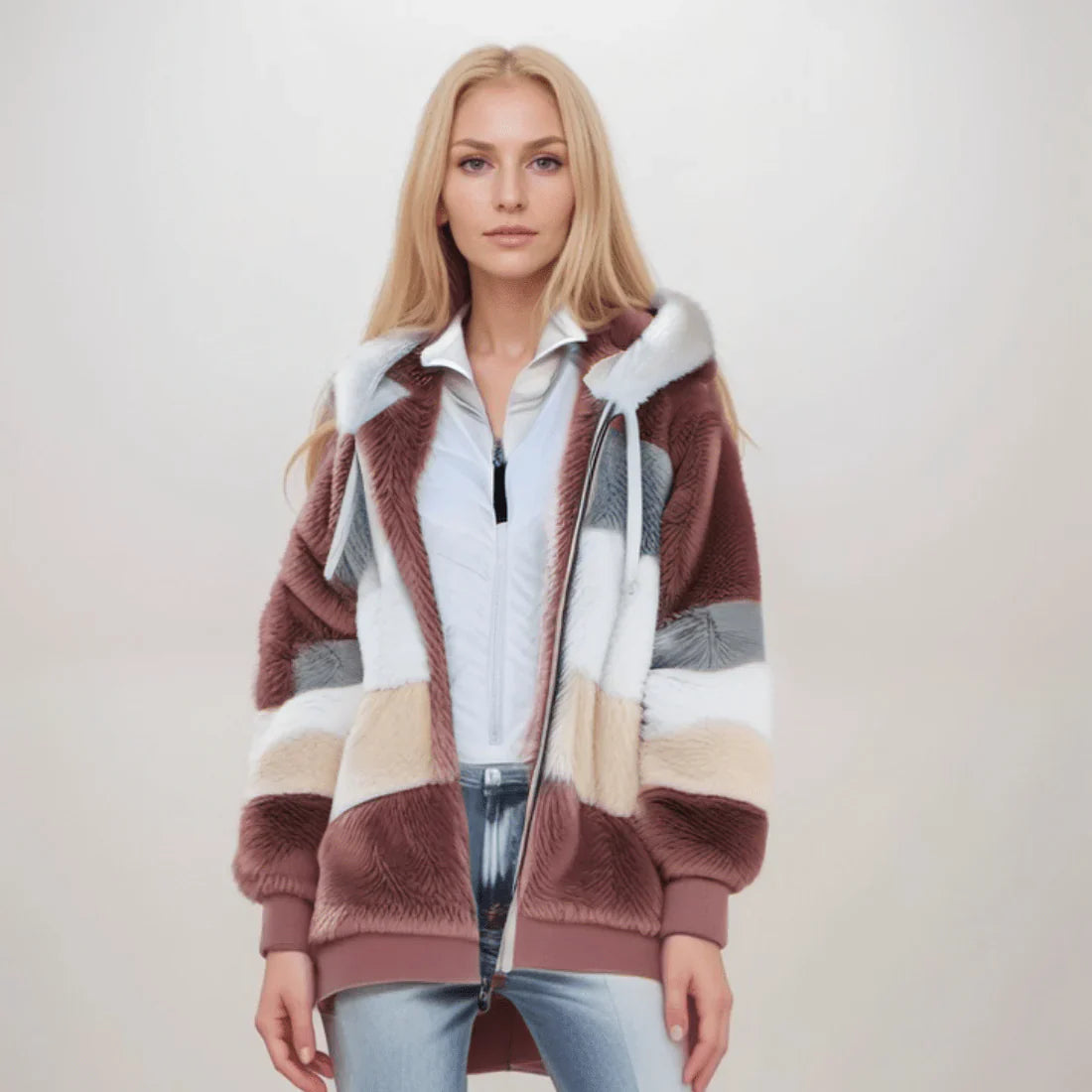 Juliette Manteau d'hiver à rayures pour femme