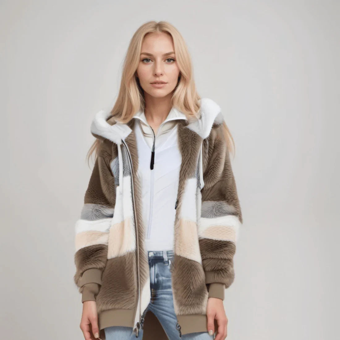 Juliette Manteau d'hiver à rayures pour femme