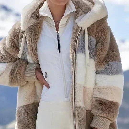 Juliette Manteau d'hiver à rayures pour femme