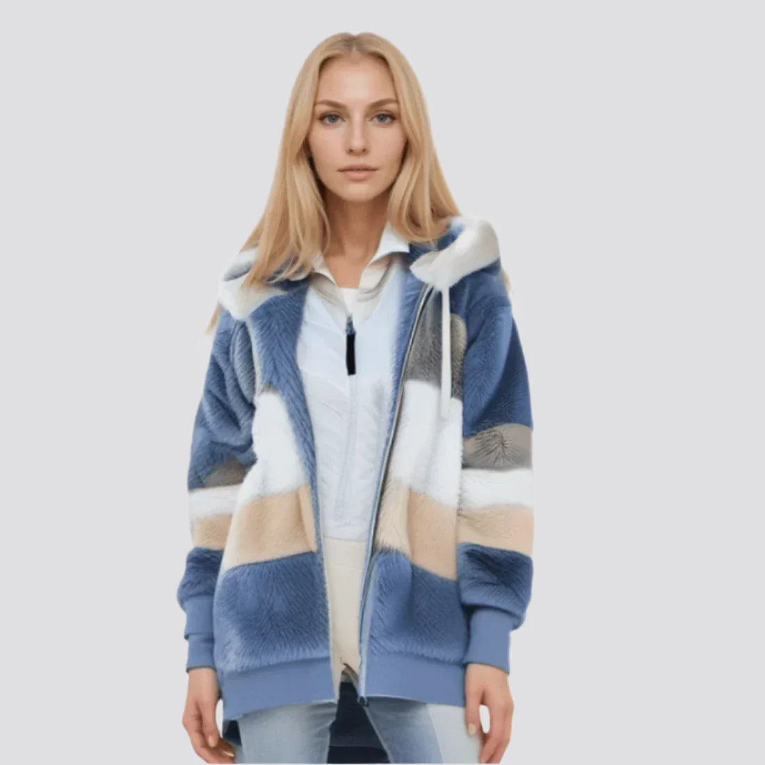 Juliette Manteau d'hiver à rayures pour femme
