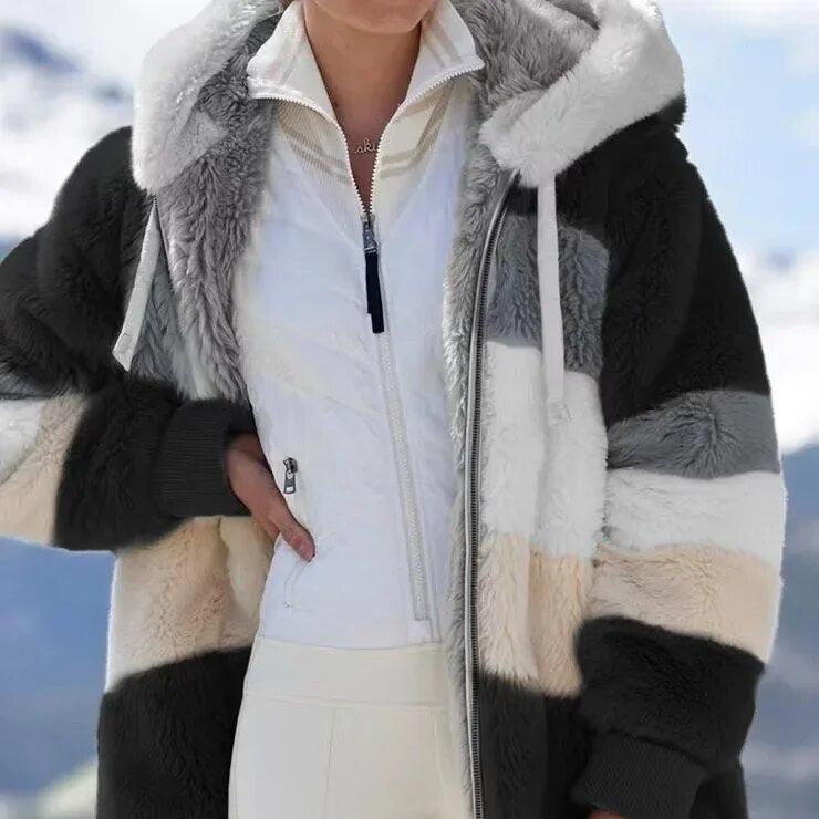 Juliette Manteau d'hiver à rayures pour femme