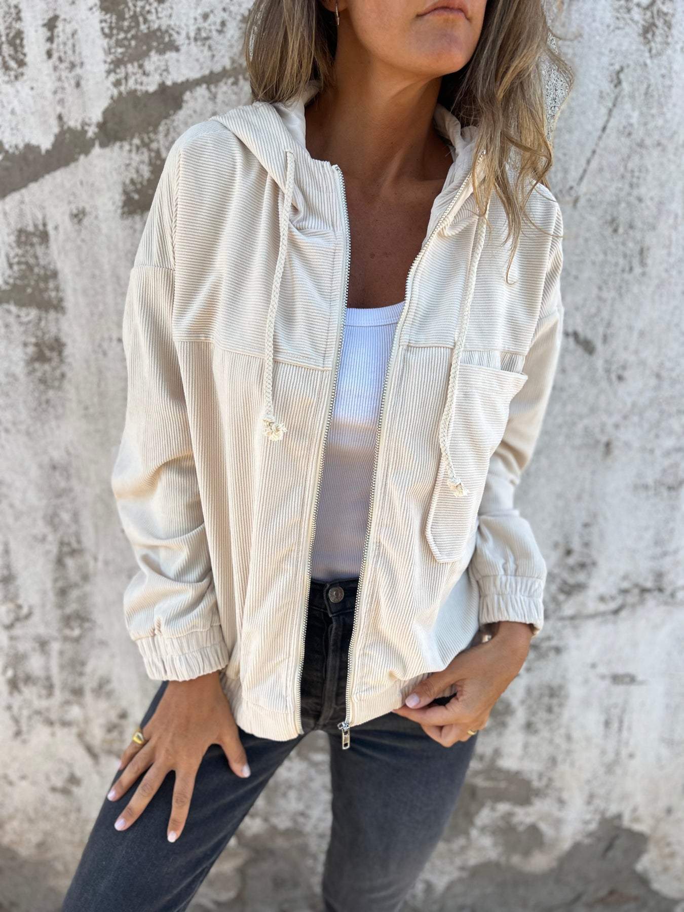 Laure Veste décontractée avec capuche et fermeture éclair