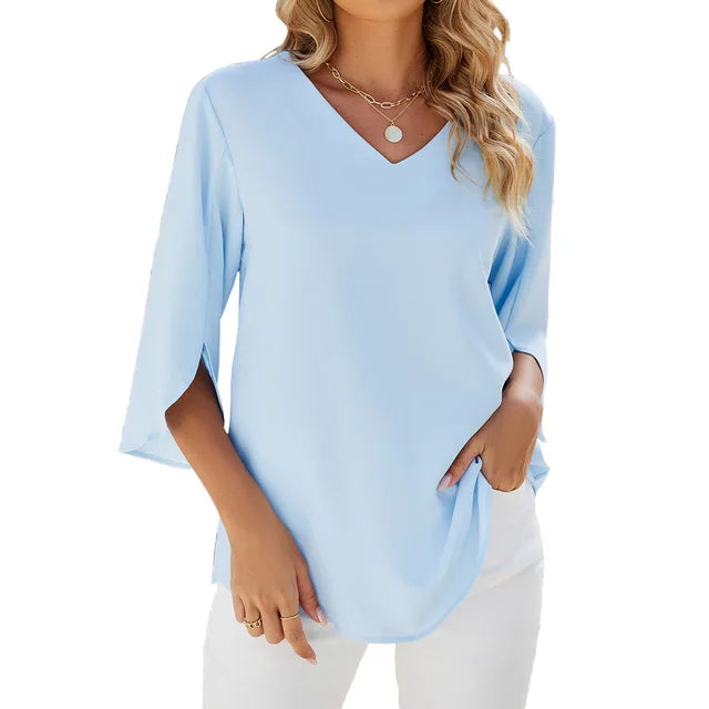 Lorraine Blouse aérienne à col en V