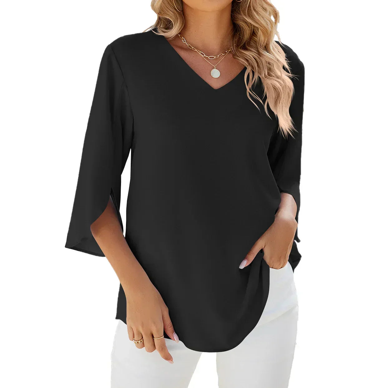 Lorraine Blouse aérienne à col en V