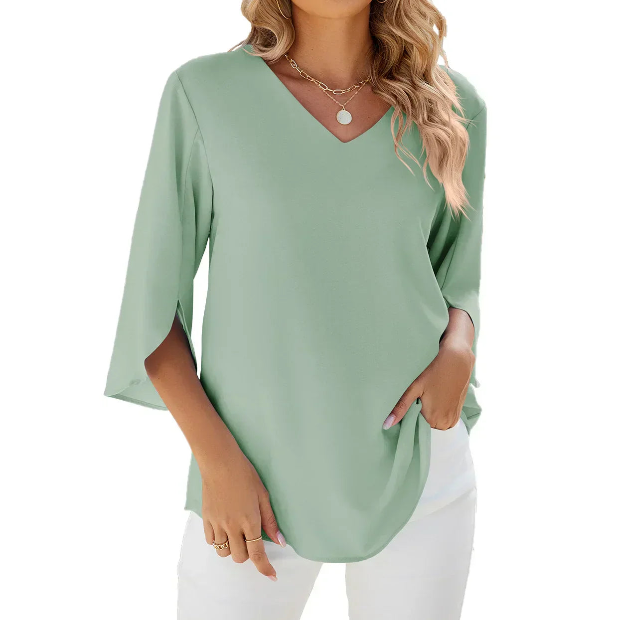Lorraine Blouse aérienne à col en V