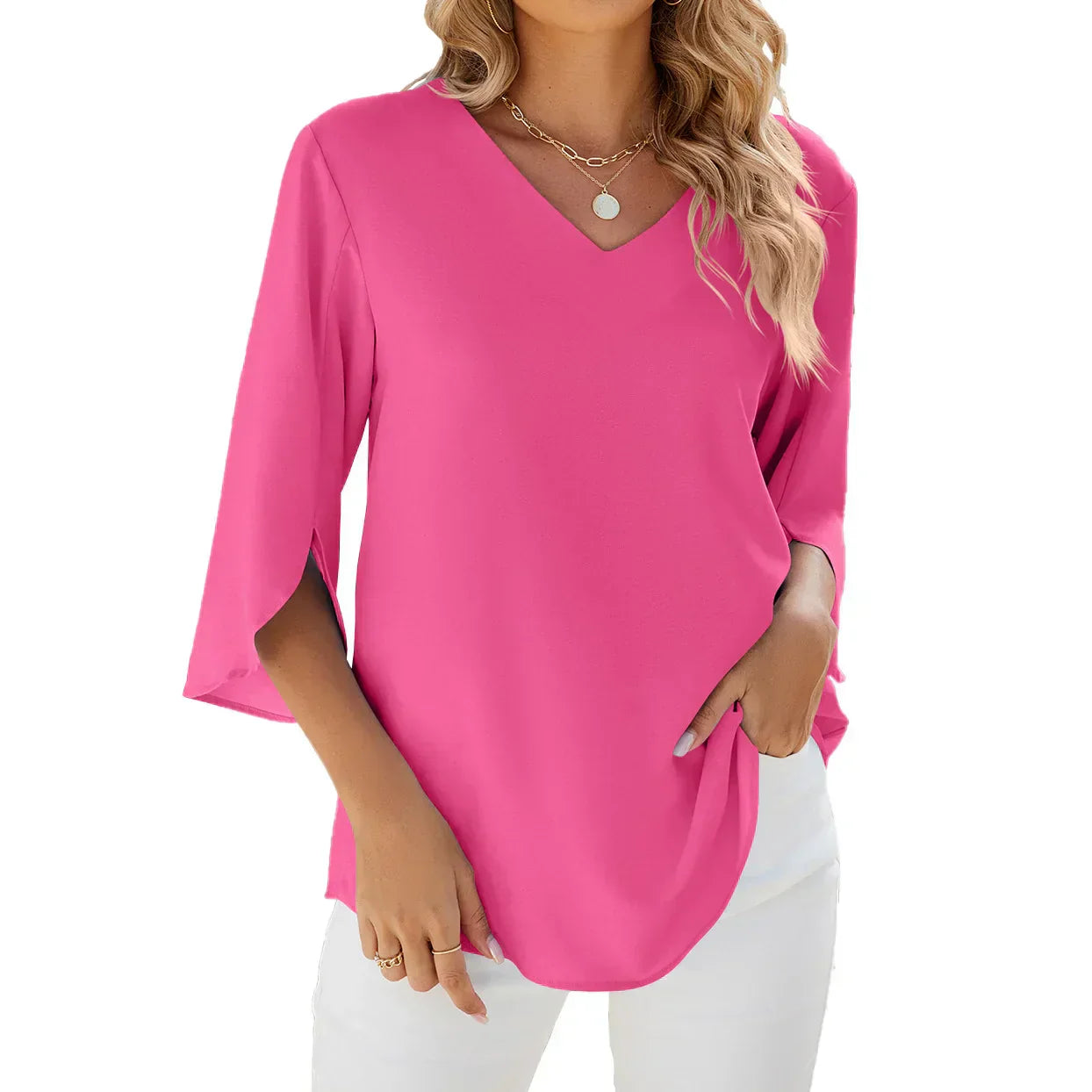 Lorraine Blouse aérienne à col en V