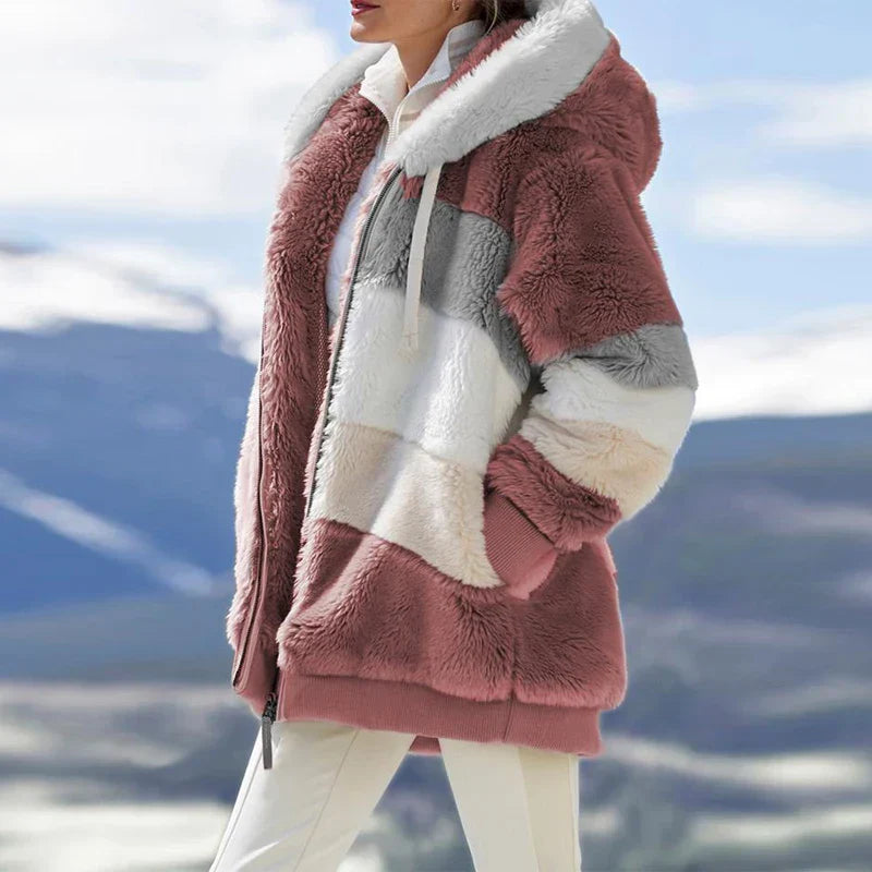 Juliette Manteau d'hiver à rayures pour femme