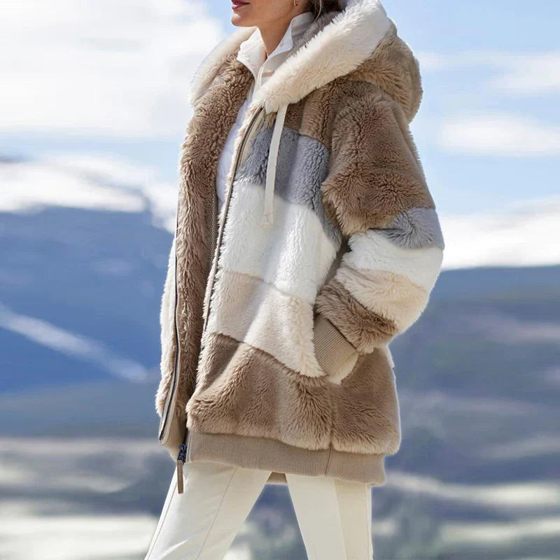 Juliette Manteau d'hiver à rayures pour femme