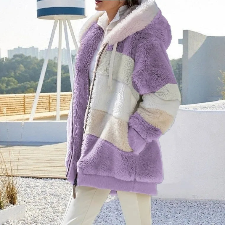 Juliette Manteau d'hiver à rayures pour femme