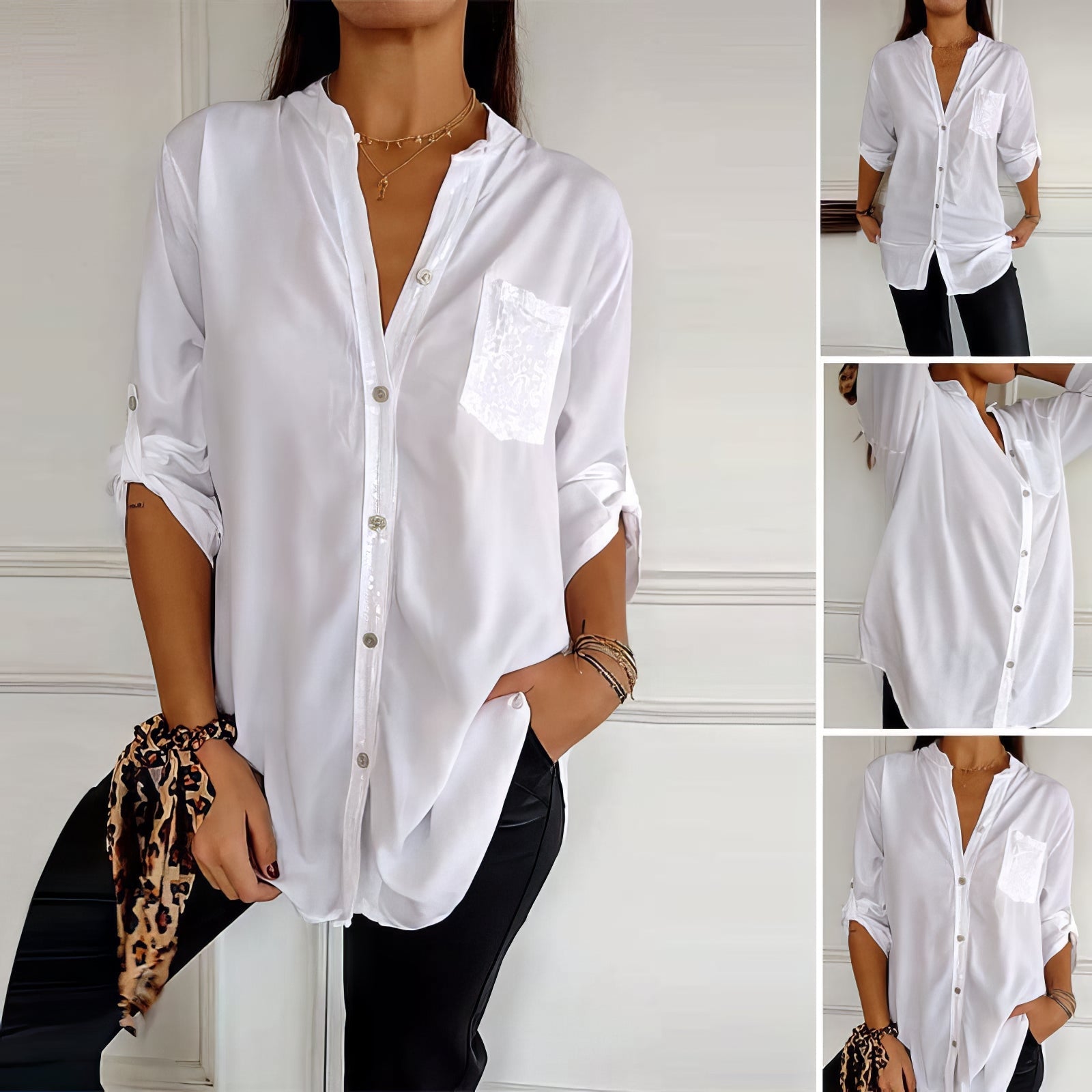 Chloé Blouse patchwork avec paillettes