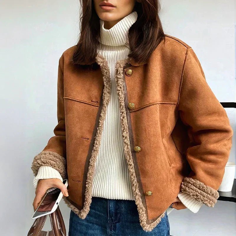 Rachel Veste à boutons en cuir de mouton