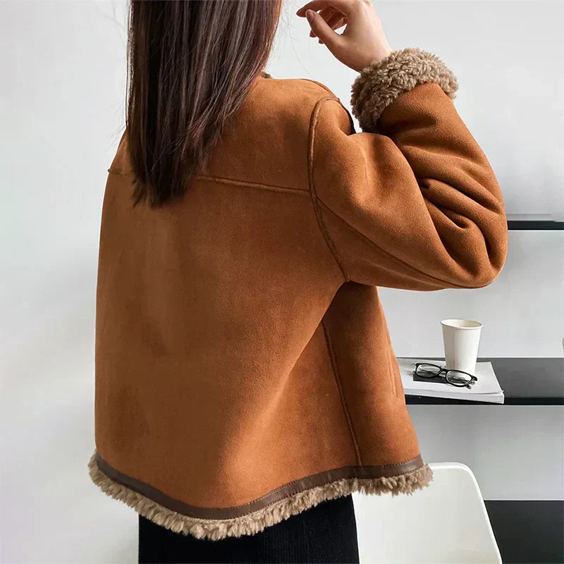 Rachel Veste à boutons en cuir de mouton