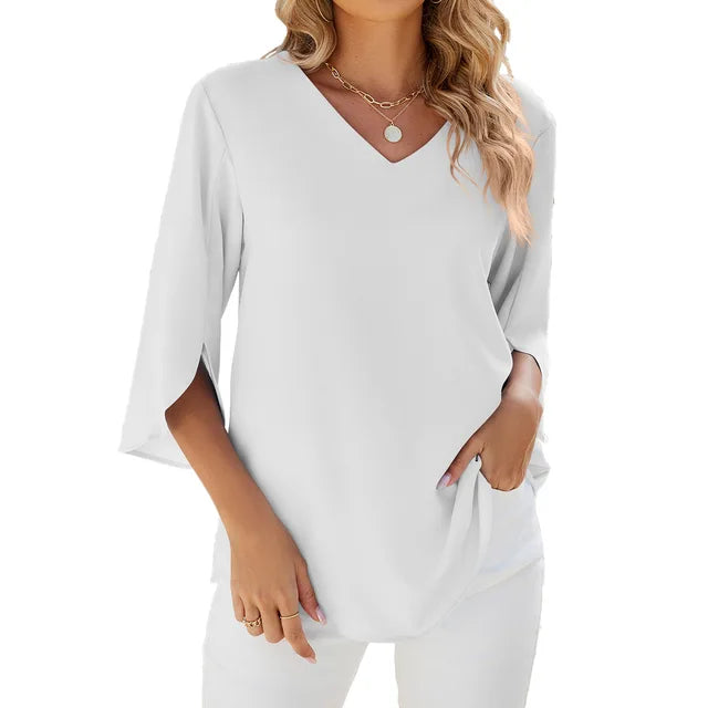 Lorraine Blouse aérienne à col en V
