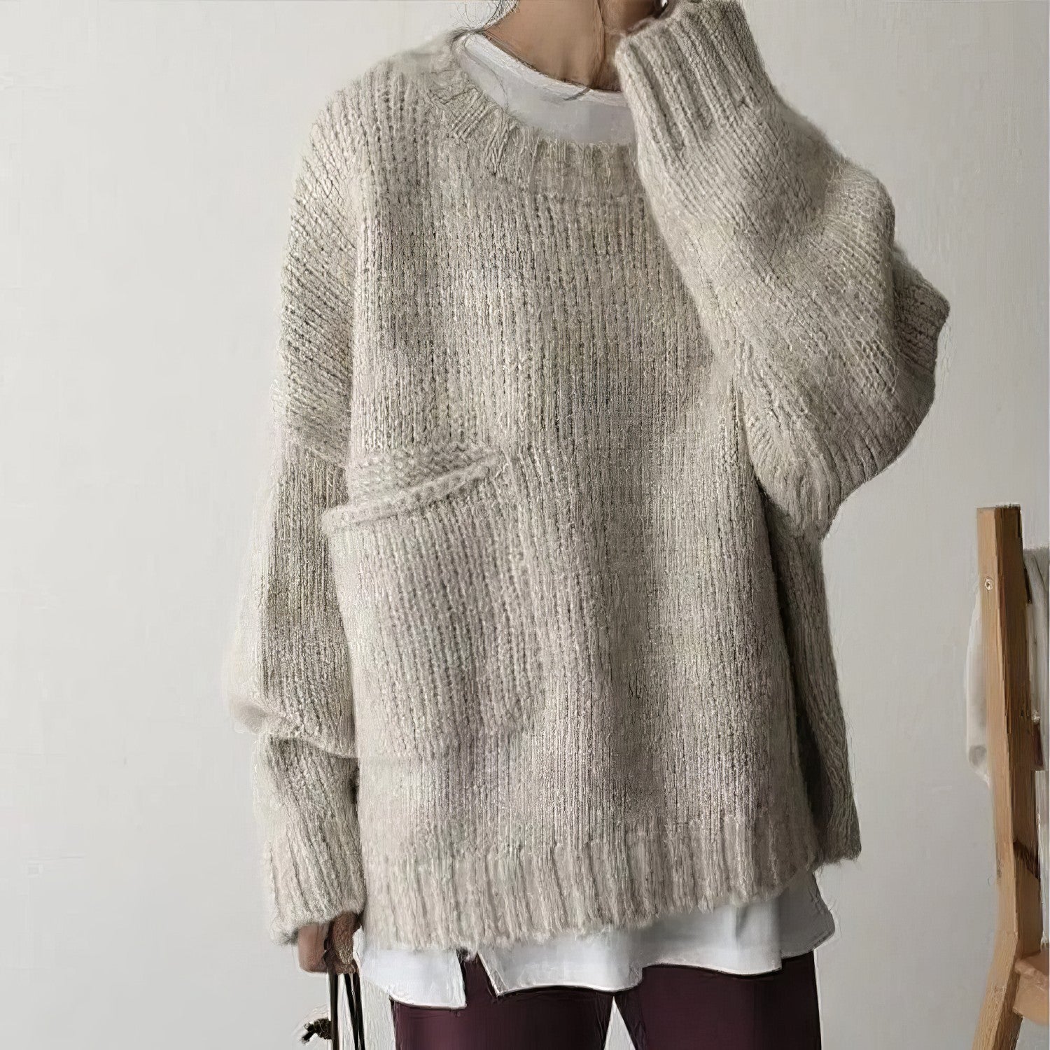 Sylvie Oversize 100% laine avec poches avant